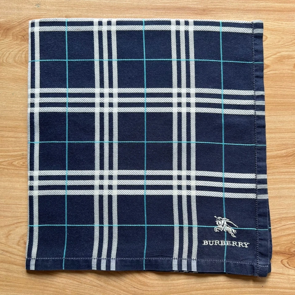 PAÑUELO VINTAGE AZUL CUADROS Y CUADROS HOMBRE BOLSILLO CUADRADO ALGODÓN 18" B0967 Foto 3 de 3