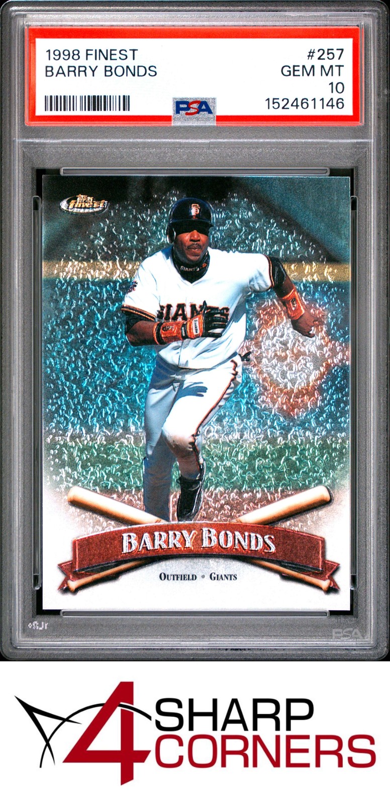 1998 FINEST #257 BARRY BONDS GIANTS PSA 10 view 1