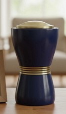 URN FOR ADULT , FUNERAL, BURIAL , METAL, BLUE . HOLDS 230 CI