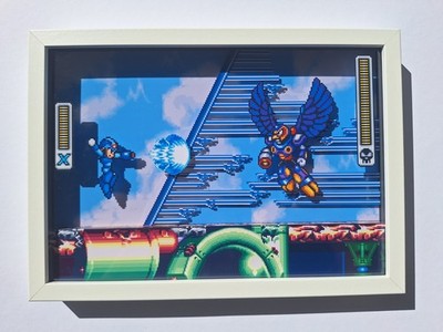 Handgemachtes 3D Retro Gaming Shadowbox Bild MegaMan X  Fanart - Geschenk Deko