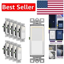 Interruttore Luce Bianco Compatto, Confezione da 10, 15A Monopolare, Facile Installazione Inclusa