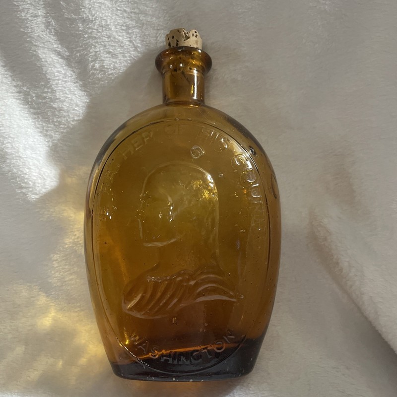 GEORGE WASHINGTON WHEATON BOTTLE Amber Glass Father of His Country Bottle