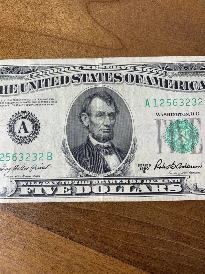 $5 1950 Federal Reserve Bank Note Green Seal Lot Of 4 - Image 4 of 4