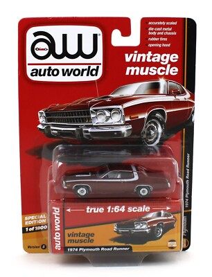 2017 AUTO WORLD 1:64 *HOBBY EX B* Red 1974 Plymouth Road Runner 1