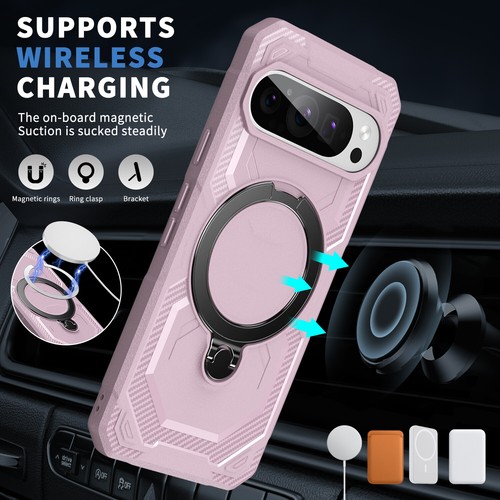 For Google Pixel 9 Pro XL/9Pro/9 Mag Safe Rotatable Ring Stand Shockproof Case - Picture 40 of 50