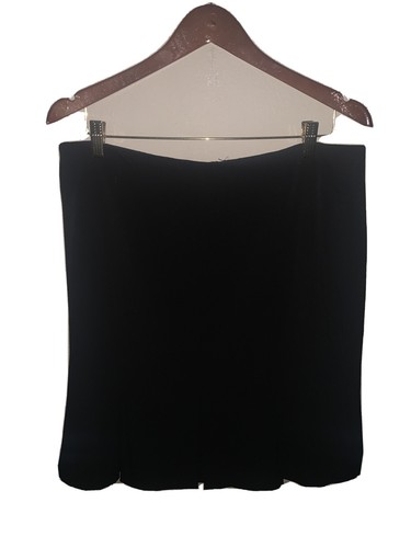 Rafaella womans Black Basic Career Lined Skirt Pleated Hemline Sz 14