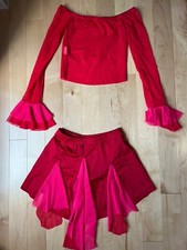 Small Teen Sized Two Piece Dance Costume - Red and in Good Condition.