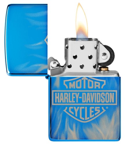 Zippo 49469, Harley Davidson Motorcycles Logo, High Polish Blue Lighter - Picture 2 of 4