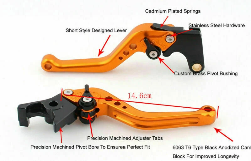 Short Brake Clutch Levers For Buell XB12R XB12Ss XB12Scg X1 S1 Lightning Blue T9 - Image 4 of 4
