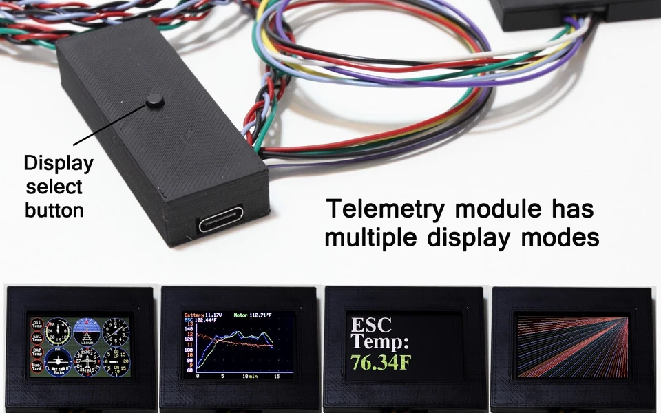 Temp & Voltage Telemetry Panel  1.25inch LCD display for RC Aircraft 3-6s lipo - Image 2 of 4
