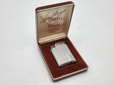 Vintage Ronson Varaflame Starfire Butane Metal Lighter in Box USA
