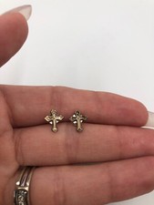 Stunning Small STERLING SILVER Cross STUD EARRINGS E415