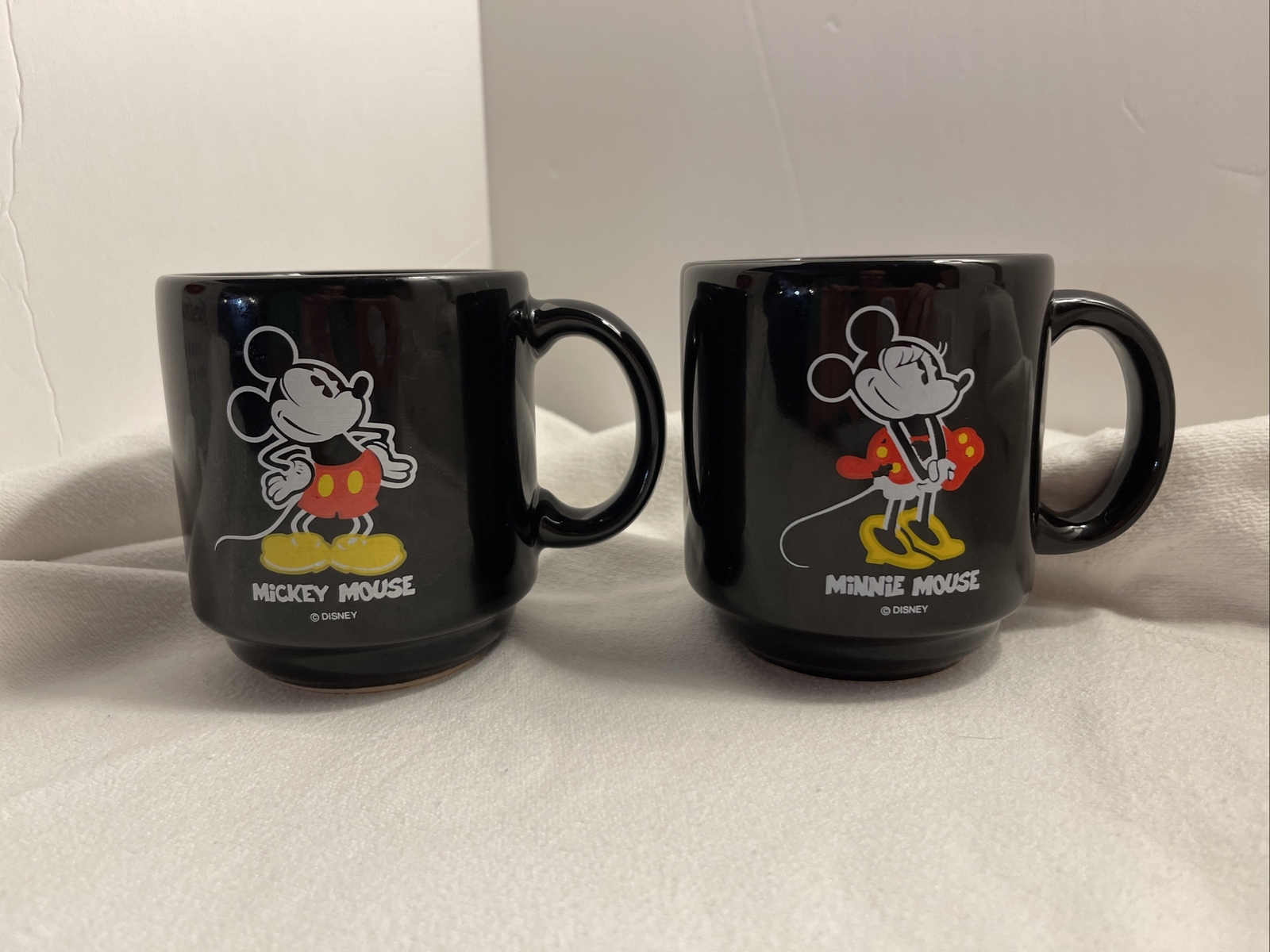 Vintage Set Of Mickey & Minnie Mouse Coffee Mug Ceramic Disney Made In Spain
