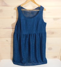 Lane Bryant Sleeveless Cocktail Dress Sz 18 Lace Overlay Cerulean Blue Evening