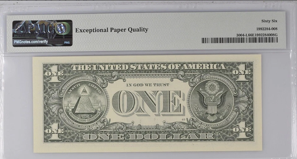 Fancy Radar Serial Number L45455454F PMG 66 EPQ Birthyear 1954 or 1945 - Image 2 of 2