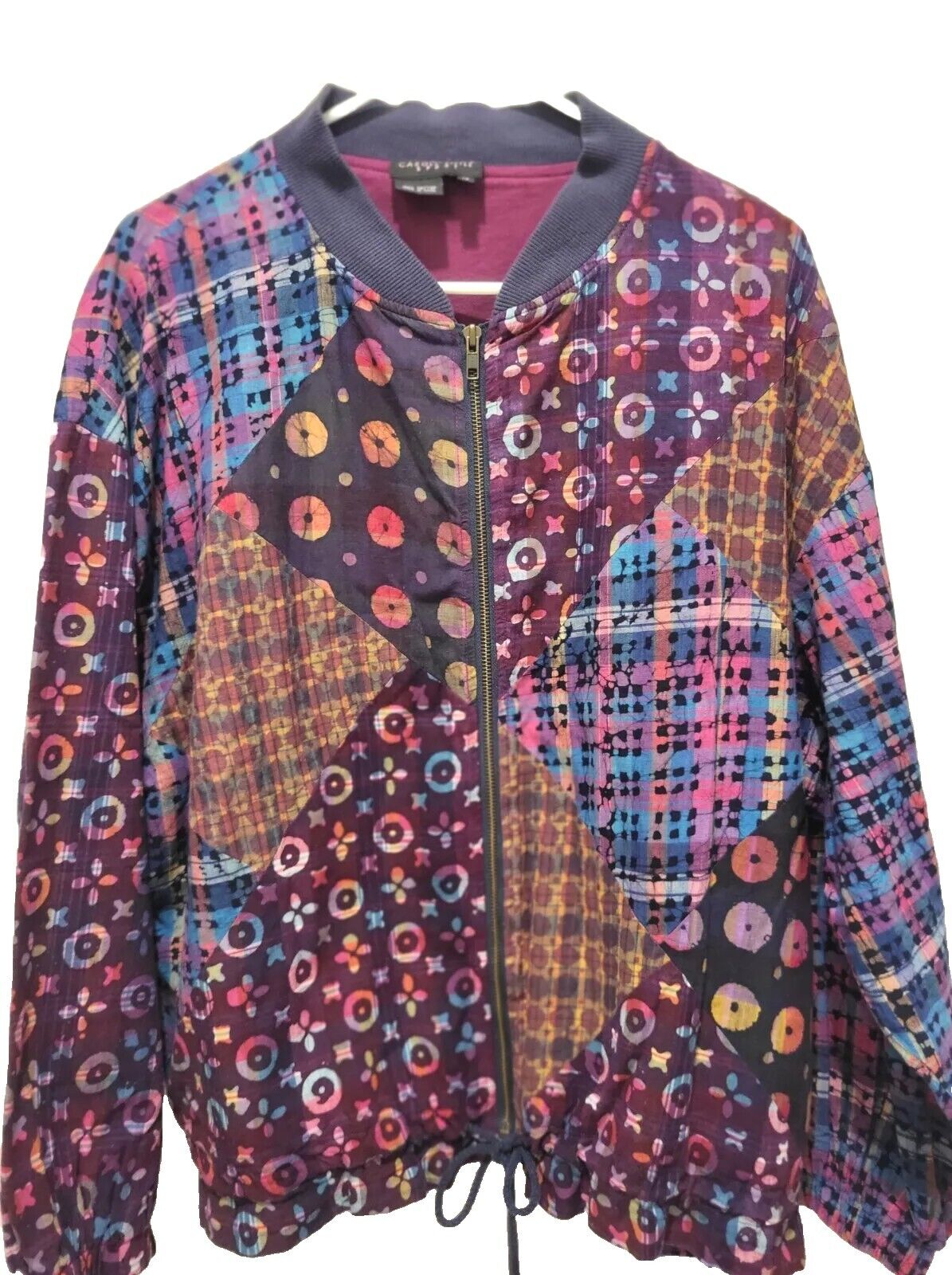 Vintage Carole Little Colorful Batik Patchwork Ja… - image 2