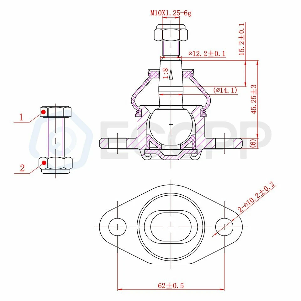 Nuevo kit de suspensión de rótulas inferiores superiores delanteras de 4 piezas para Pontiac Acadian Foto 3 de 4
