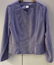 Kim & Co Lilac Zip Front Peplum Suedette Jacket Size Large