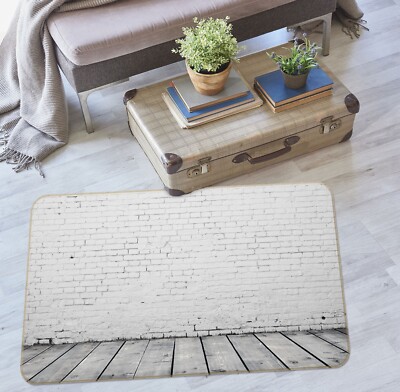 3D White Brick Wall ZHUA2258 Game Non Slip Rug Mat Photo Carpet Amy