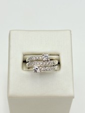 STERLING SILVER 925 WHITE ROUND CZ GEMSTONE 5.7mm BAND SIZE 6 RING 5g