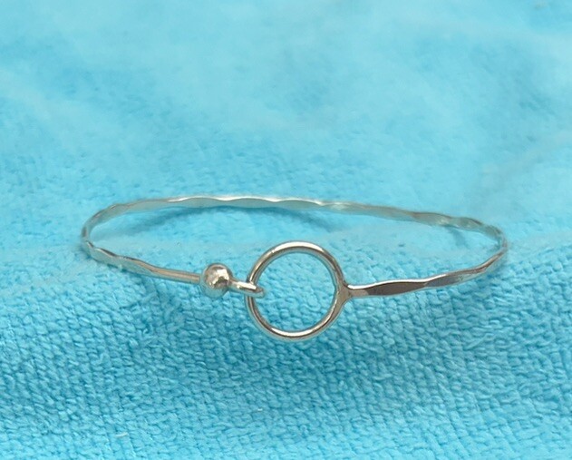 HOOK CLASP BANGLE BRACELET WAVE DESIGN STERLING S… - image 5
