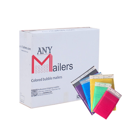AirnDefense #000 4x8'' Colored Poly Bubble Mailers Shipping Padded Envelopes