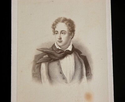 LORD BYRON English Poet CDV Portrait Antique Albumen Print Paris c.1860 RARE