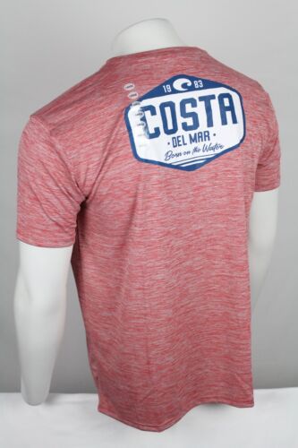 Costa Del Mar Men's T Shirt Tech Morgan Short Sleeve Graphic Shirt Red - Picture 1 of 3