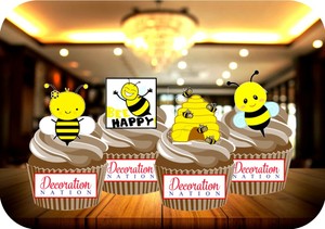 Cute Bee Mix 12 Edible Standup Cake Toppers Decoration Bees Hive