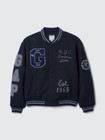GAP Navy Wool Blend Varsity Bomber Jacket NYC Empire State Logo. NWT. Free Ship
