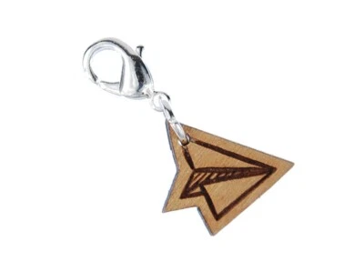Papierflieger Charm Zipper Pull Anhänger Miniblings Flieger Flugzeug Holz Style - Bild 1 von 4