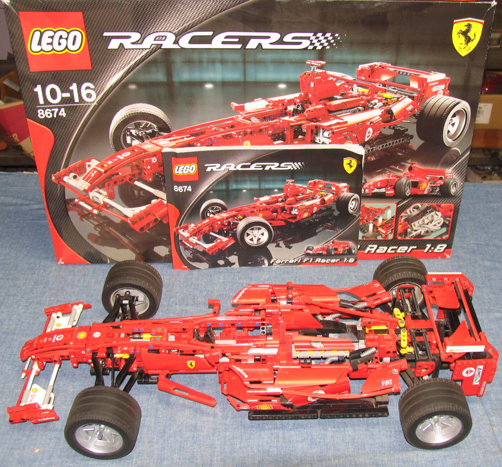 LEGO FERRARI 1/8 SCALE F-1 KIT #8674 COMPLETE ASSEMBLED WITH BOX