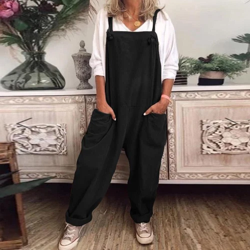 Womens Plus Size Overalls Casual Loose Dungarees Romper Baggy Playsuit Jumpsuit - Bild 5 von 35