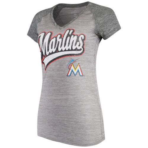 Damski New Era Szary Miami Marlins Space Dye Dekolt w serek NOWY z metkami MLB - Zdjęcie 1 z 1