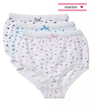 Damen 3er Pack Marlon 100% Baumwolle Voll Slips Slips Unterwäsche Blumen