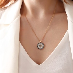 Authentic 14K Gold Plated Evil Eye Necklace, Christimas, Elegant