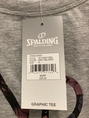 Spalding FIND YOUR BLISS Graphic Gray Tee, Women's XL - New with tags - Picture 3 of 4