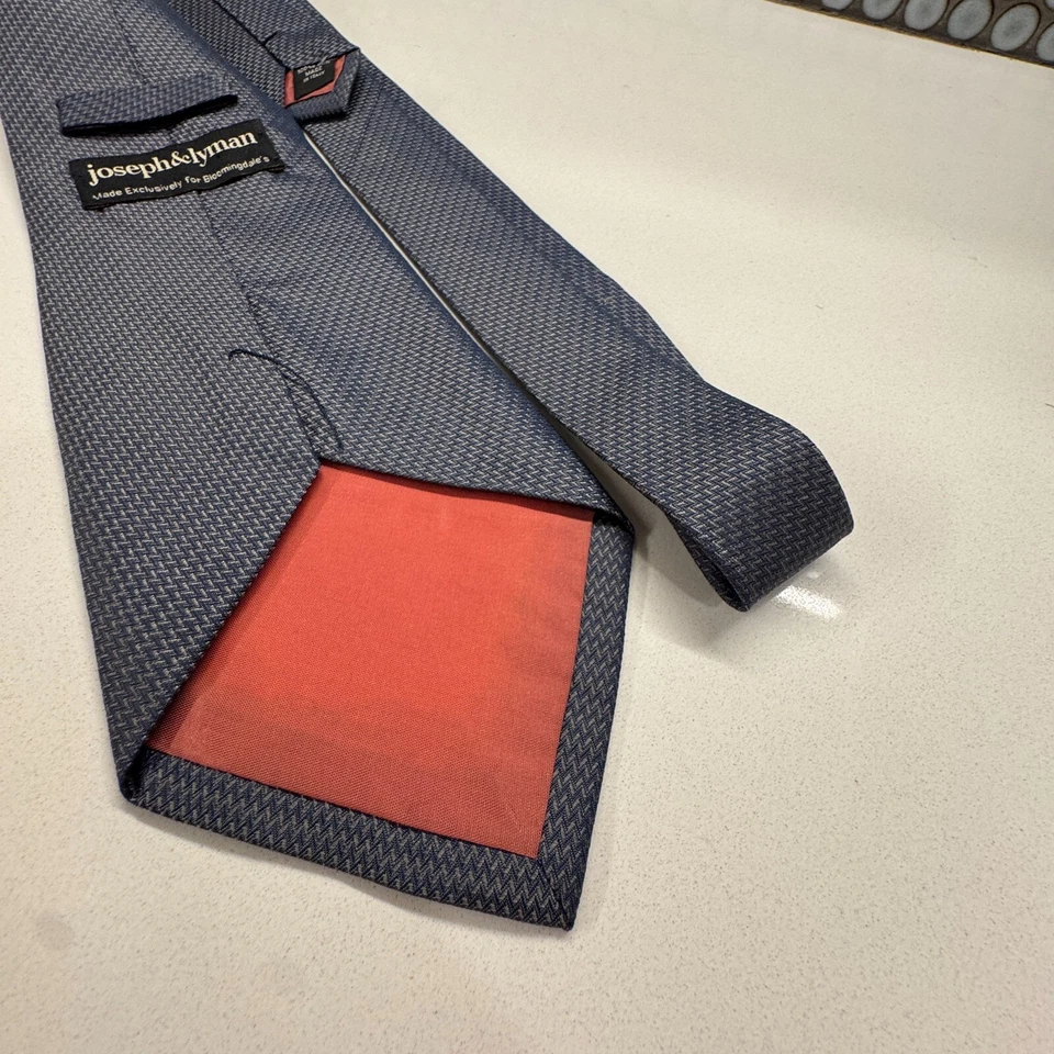 Corbata Joseph & Lyman 100 % gris seda Italia tejida geométrica lujo preppy Foto 4 de 4
