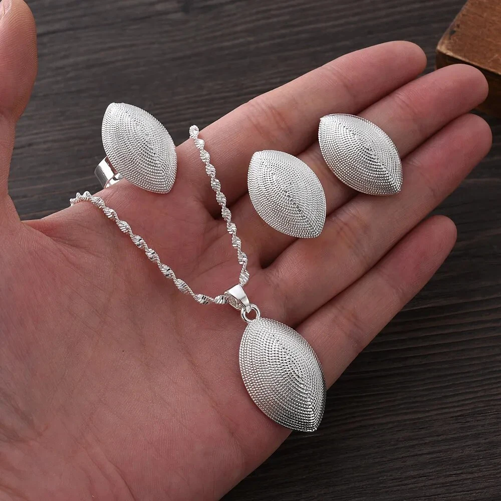 Silver Pendant Necklace Earrings Wedding Ethiopian African Bridal
