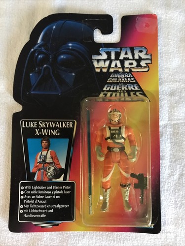 STAR WARS Power Of The Force 2 Luke Skywalker X-Wing Pilot Long Saber Tri Logo