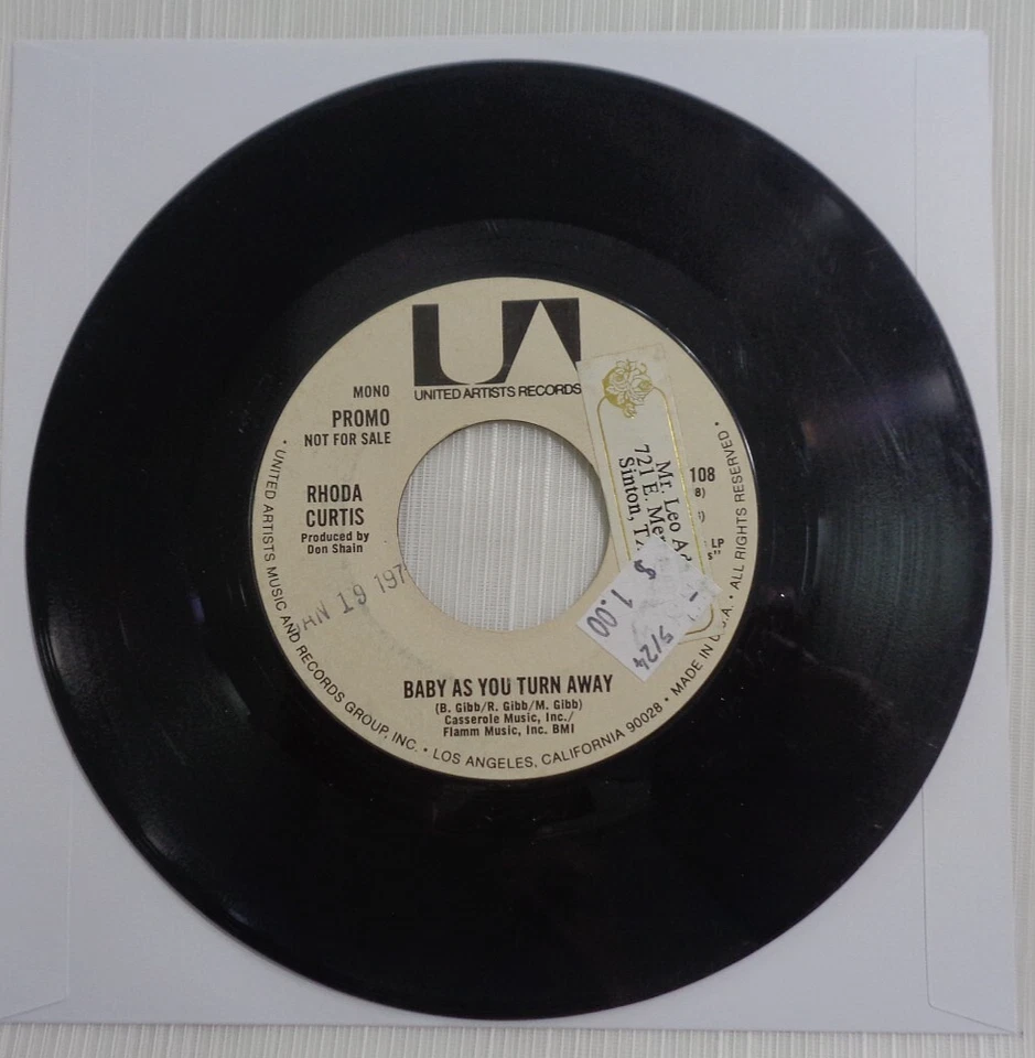 Rhoda Curtis: Baby As You Turn Away (Stereo/Mono) 1977 UA-XW1108 Promo Press G+ - Image 3 of 4