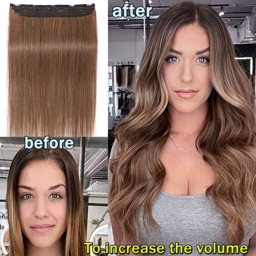 Seamless Clip In 100% THICK Remy Human Hair Extensions One Piece 3/4 Full Head - Picture 8 of 30