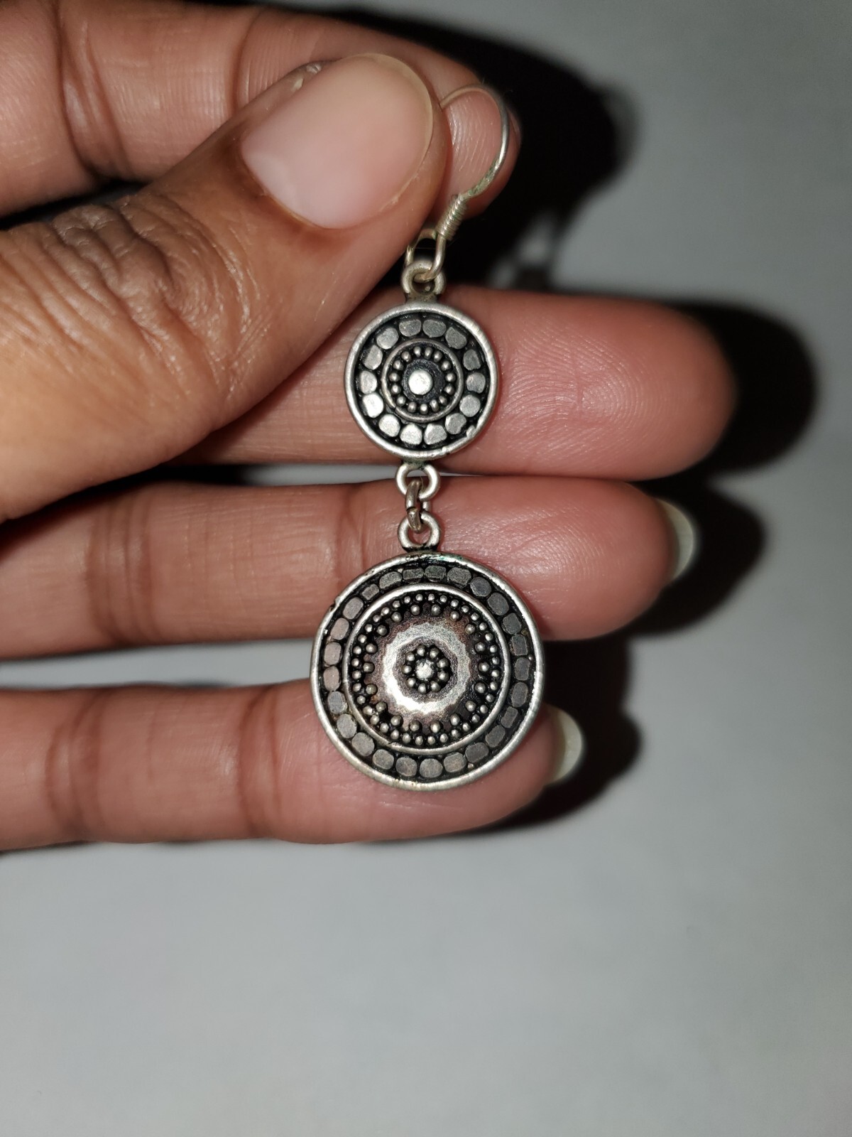 Two Inch, Bohemian, Silver, Two-Circle, Dangle / … - image 3