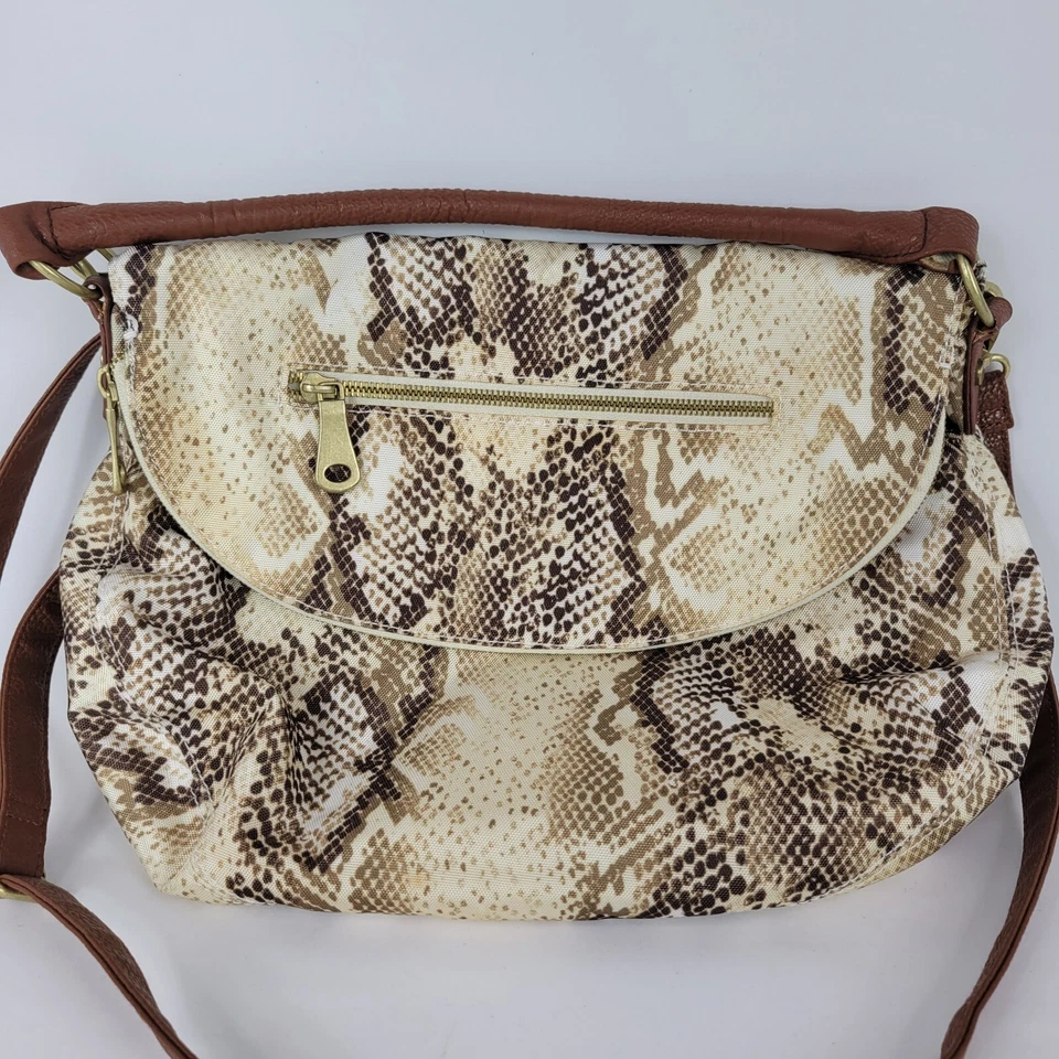Bolso Bandolera Antiguo Azul Marino Estampado Serpiente Payton Solapa Cartera Nylon Imitación Cuero Foto 2 de 4
