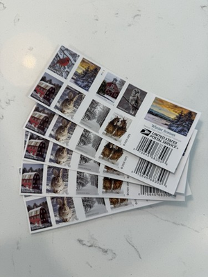 #ad #ad 100 Winter Scenes Forever Stamps 5 Books of 20 MNH Postage $54.99