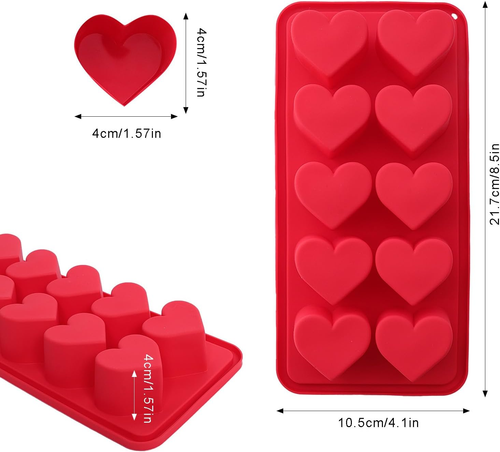 3 Pcs Heart Shaped Ice Cube Trays 10-Cavity Heart Shaped Silicone Molds Pink ... - Picture 3 of 12