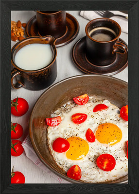 Spiegeleier mit Kirschtomaten gerahmtes Wandbild Poster Leinwanddruck Bild