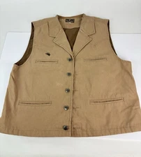 Wyoming Traders Vest Mens L Bronco Canvas Tan Old West Cowboy Rockability