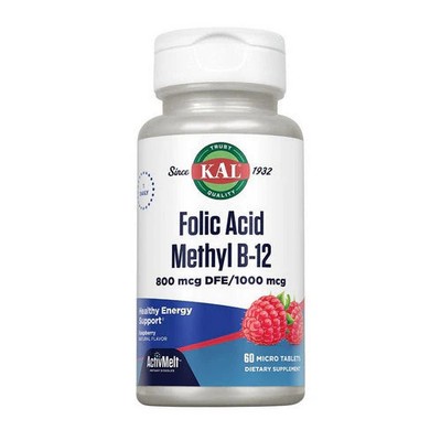 Folic Acid & B-12 ActivMelt Raspberry 60 Tabs  by Kal