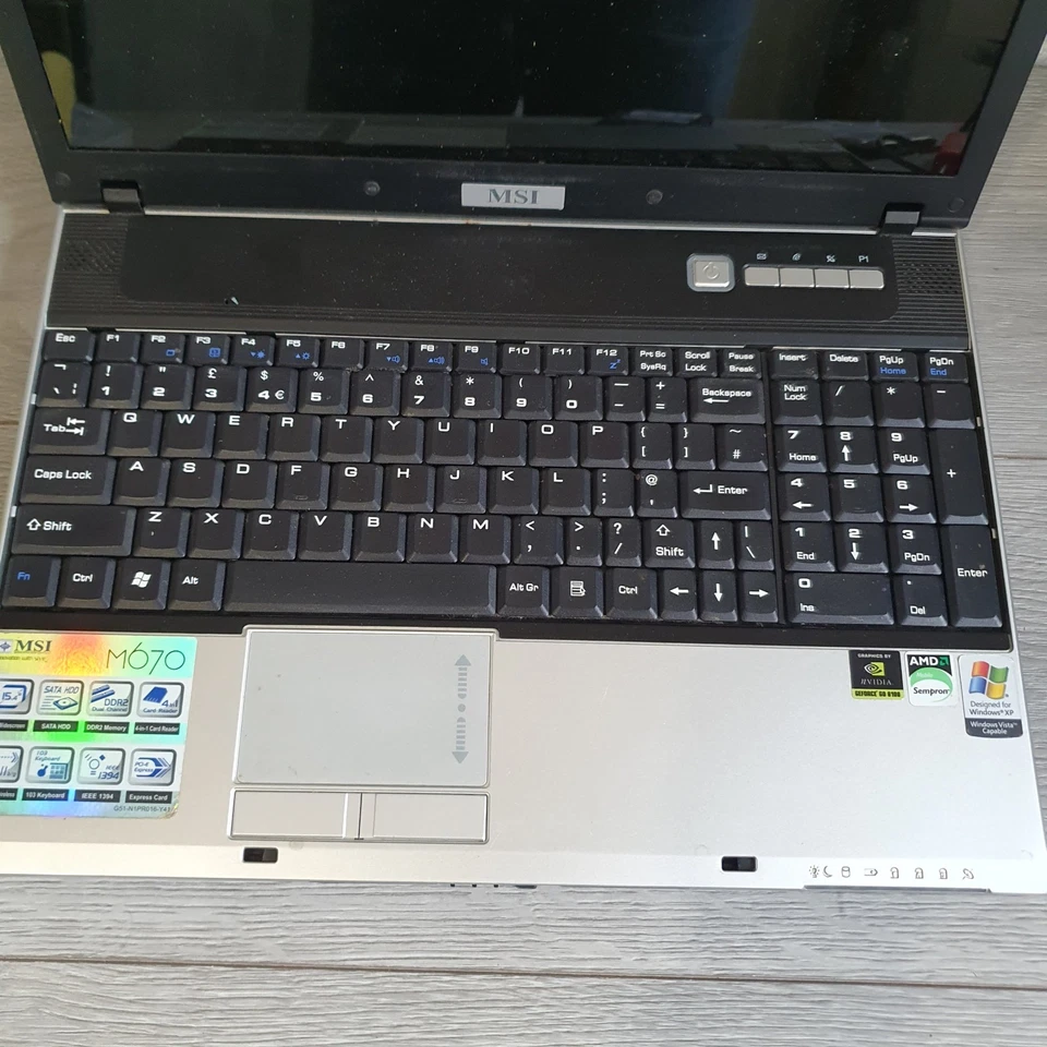 MSI Mega Book M670 MS-1632 AMD Turion 64 x2 Win XP TL-50 1.60 GHz Vintage Laptop - Image 3 of 4